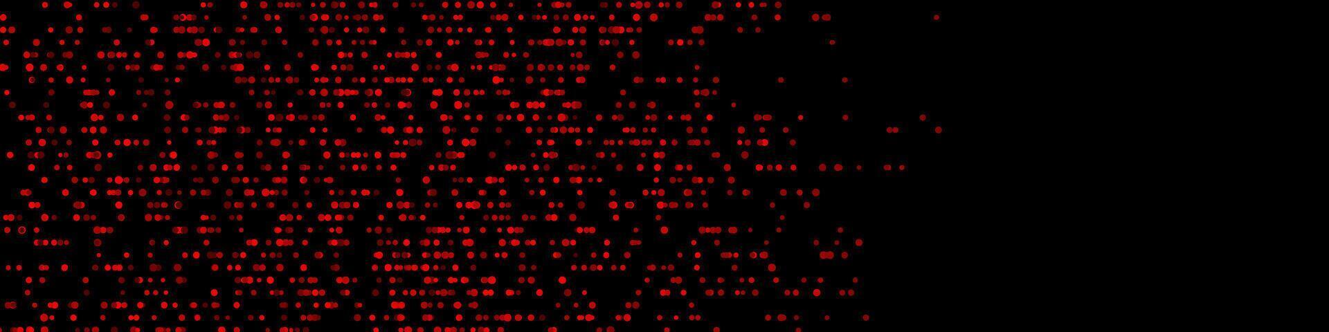 Sparkling red dots on black background, abstract tech banner design vector