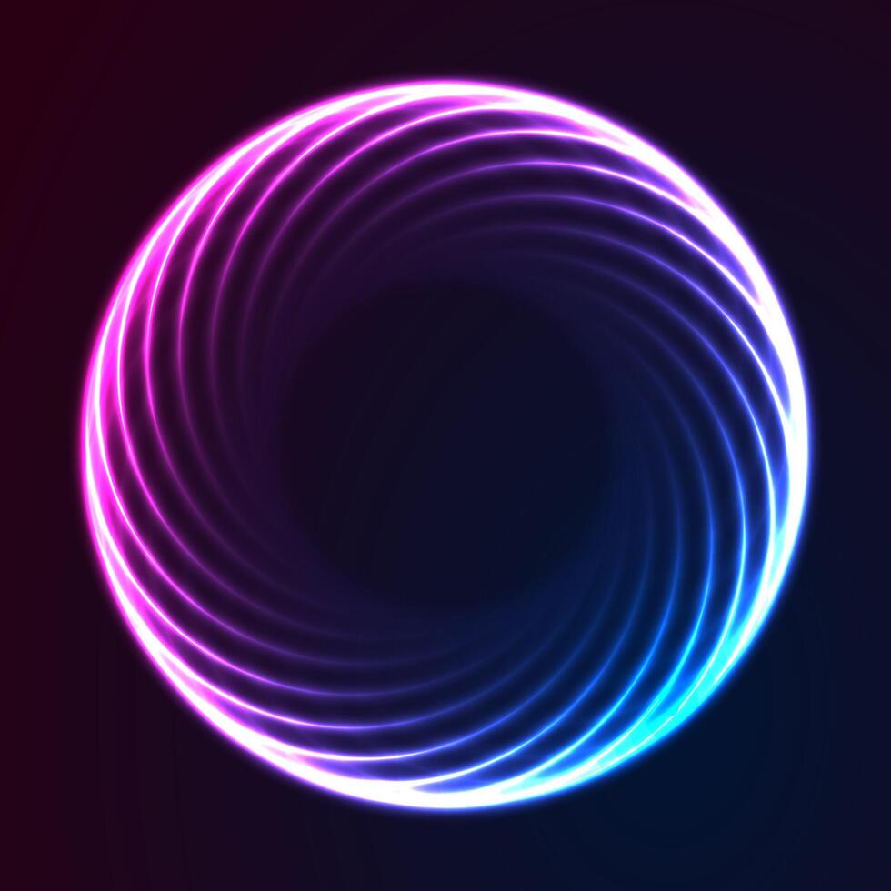 Blue purple glowing neon circle abstract concept background vector