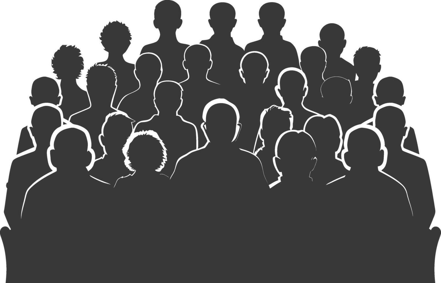 silhouette audience full body black color only vector