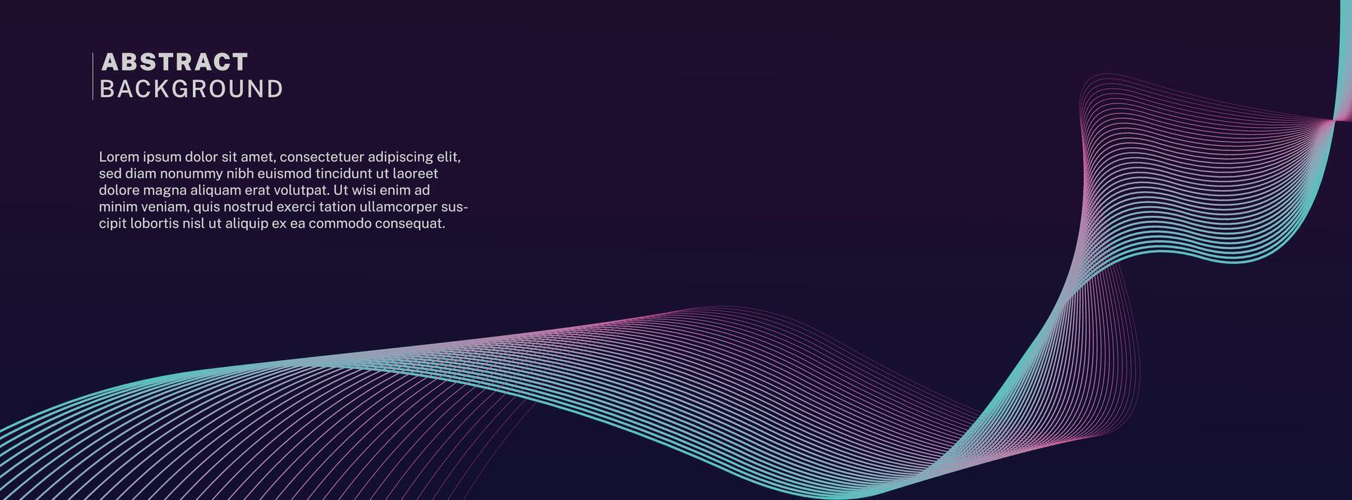 Abstract glowing wave lines on dark blue background. Dynamic wave pattern. Modern flowing wavy lines. Futuristic technology concept. Suit for banner, poster, cover, brochure, flyer, website vector