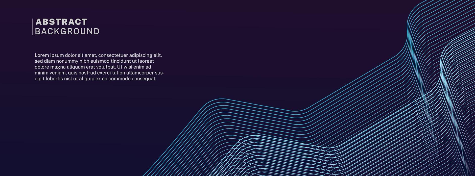 Abstract glowing wave lines on dark blue background. Dynamic wave pattern. Modern flowing wavy lines. Futuristic technology concept. Suit for banner, poster, cover, brochure, flyer, website vector