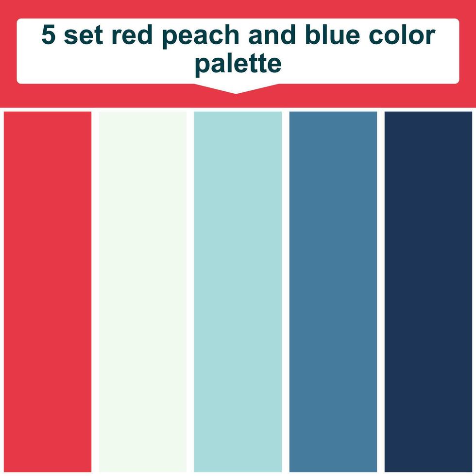 5 set red peach and blue color palette. Elegant blue and peach red colors palette. Beautiful color palette vector