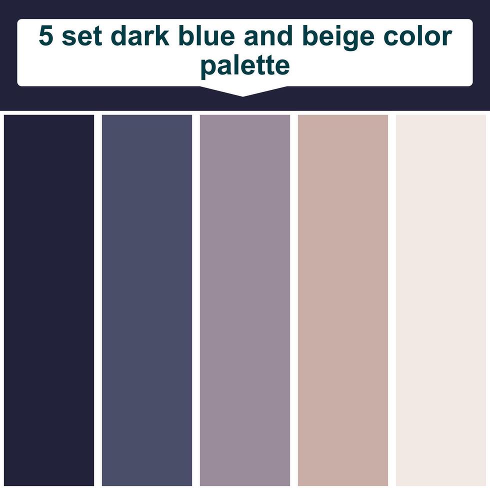 5 set dark blue and beige color palette. Elegant beige and dark blue colors palette. Beautiful color palette vector