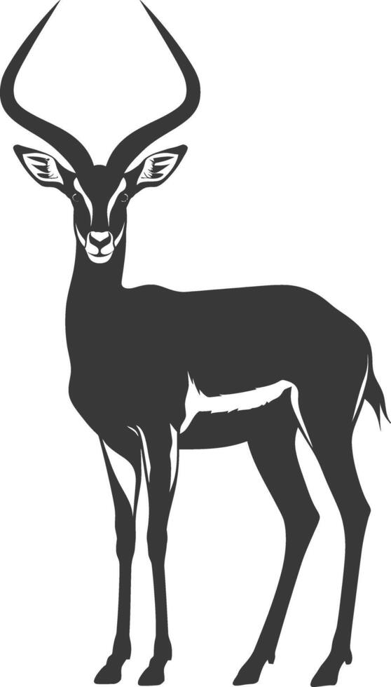 Silhouette impala animal full body black color only vector