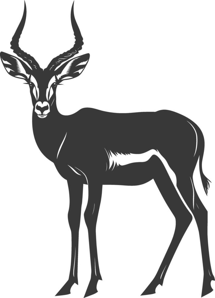Silhouette impala animal full body black color only vector