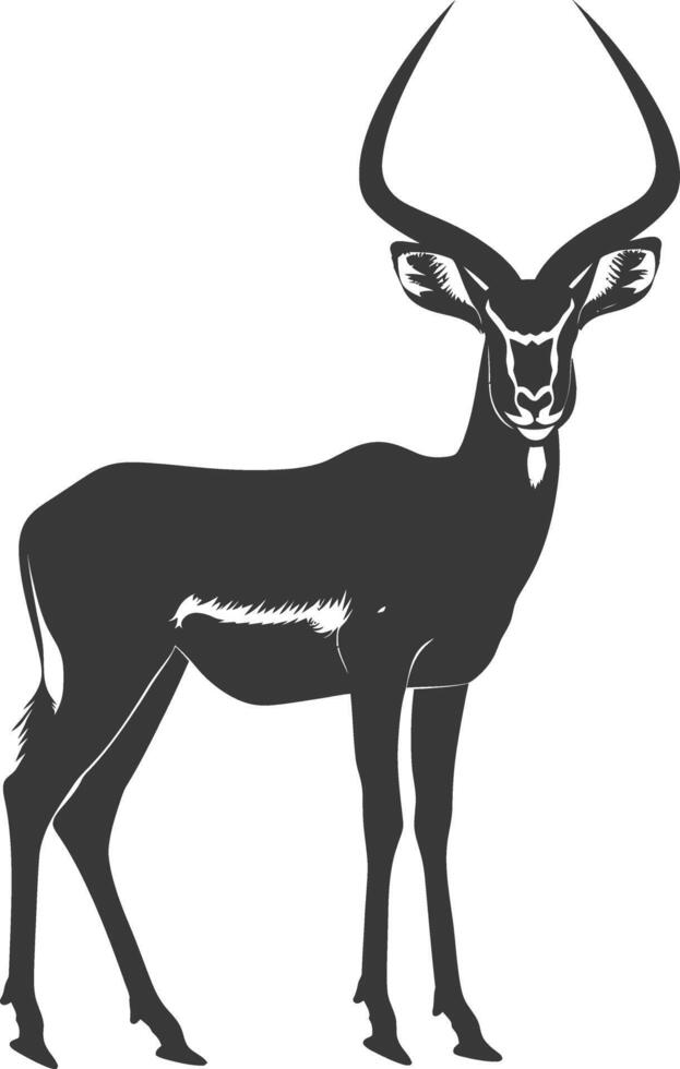 Silhouette impala animal full body black color only vector
