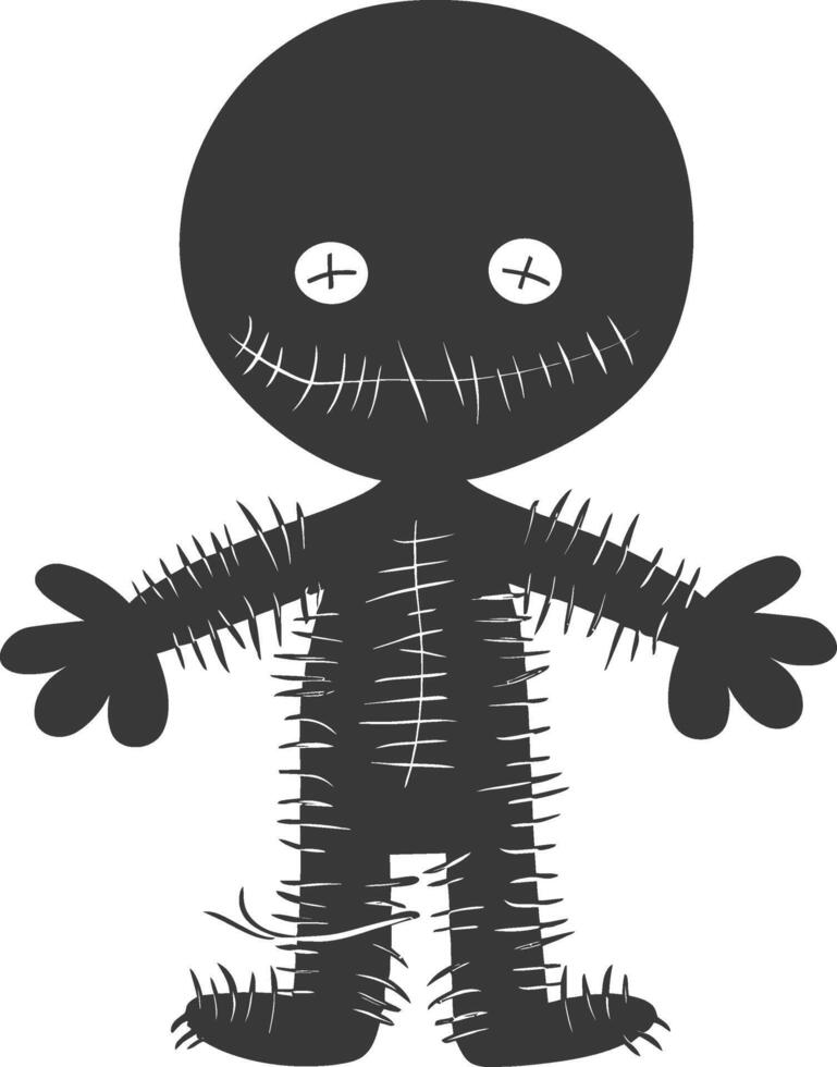 Silhouette voodoo doll black color only vector