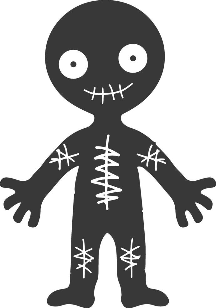 Silhouette voodoo doll black color only vector