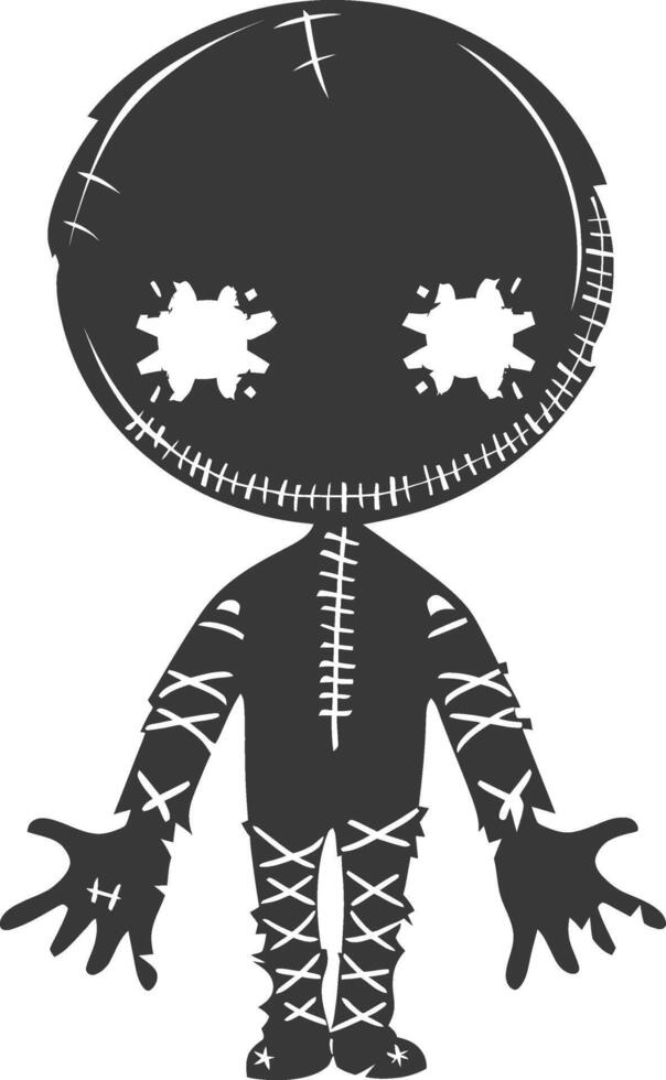 Silhouette voodoo doll black color only vector