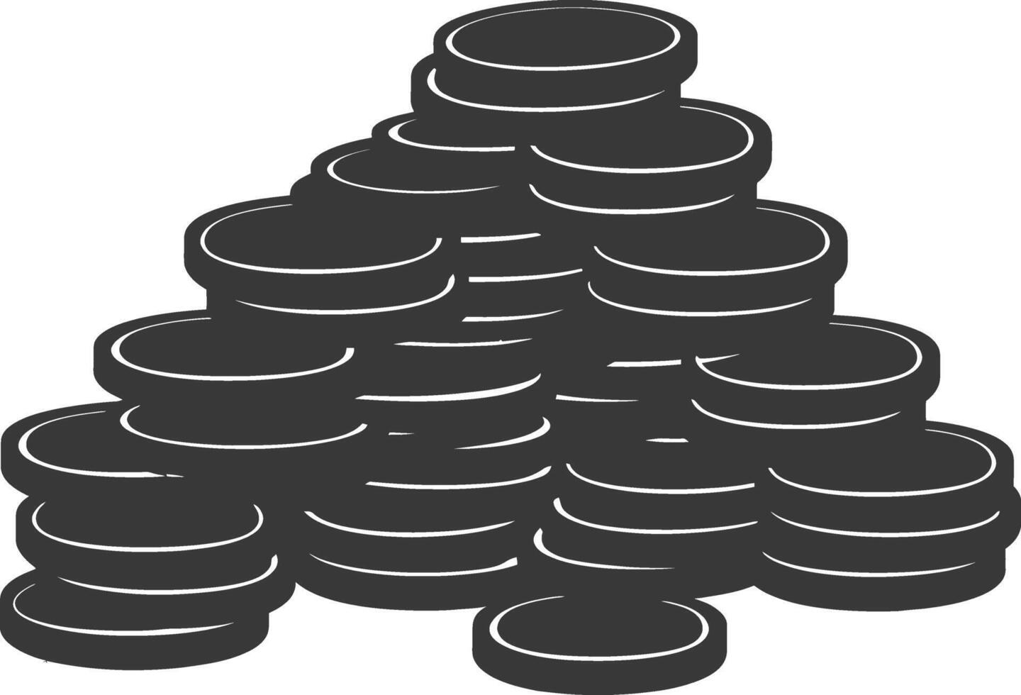 Silhouette pile of coin black color only vector