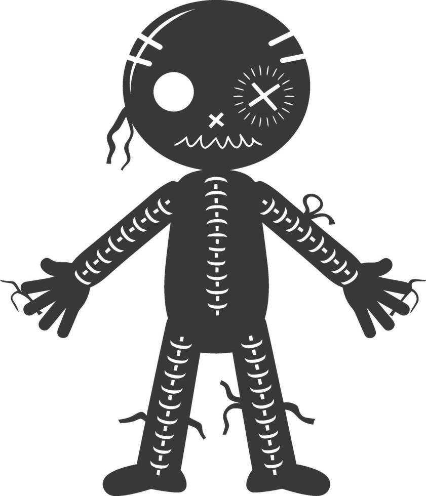 Silhouette voodoo doll black color only vector
