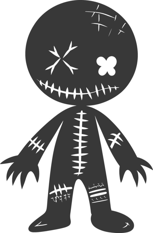 Silhouette voodoo doll black color only vector