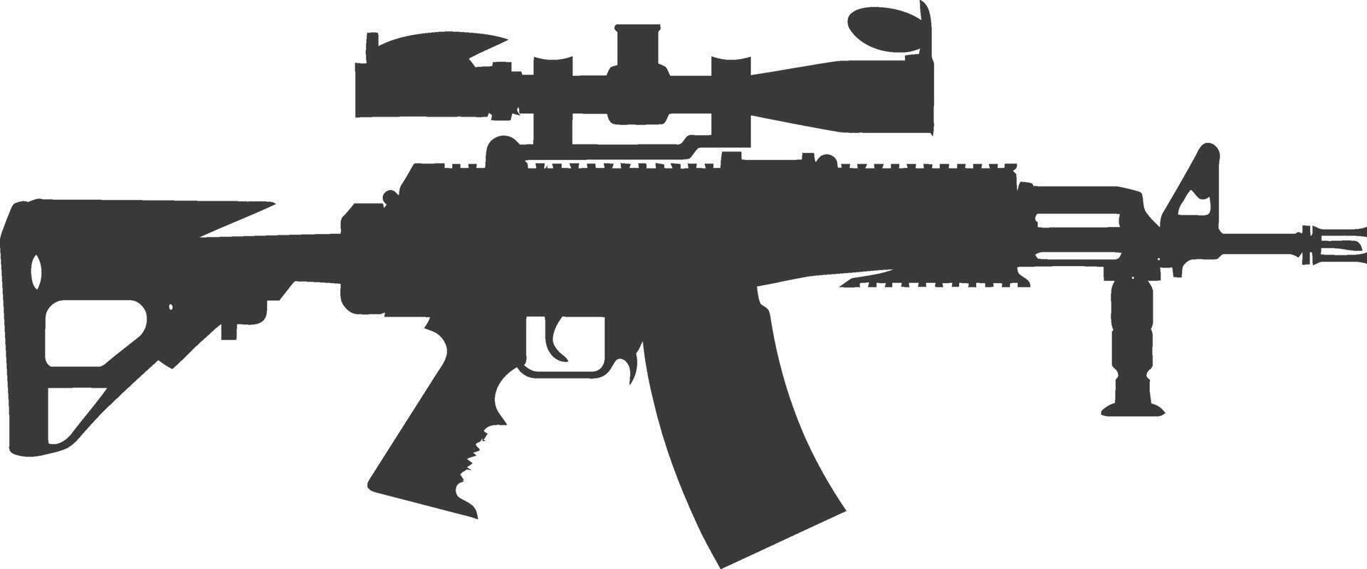 Silhouette machine gun military weapon body black color only vector