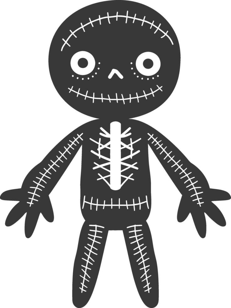 Silhouette voodoo doll black color only vector
