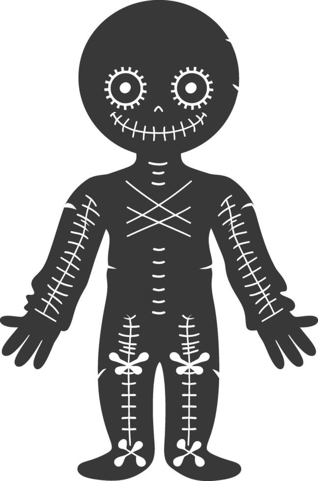 Silhouette voodoo doll black color only vector
