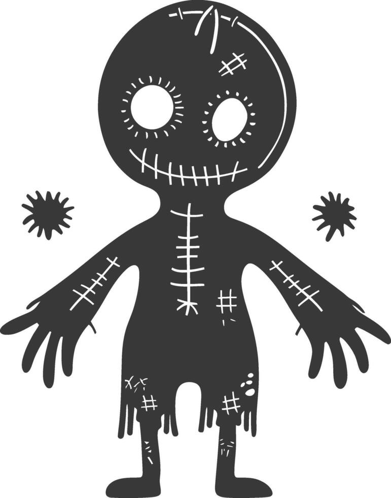 Silhouette voodoo doll black color only vector