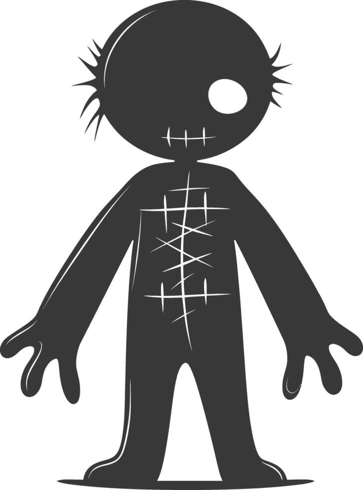Silhouette voodoo doll black color only vector