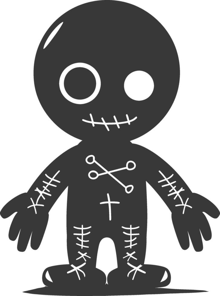 Silhouette voodoo doll black color only vector
