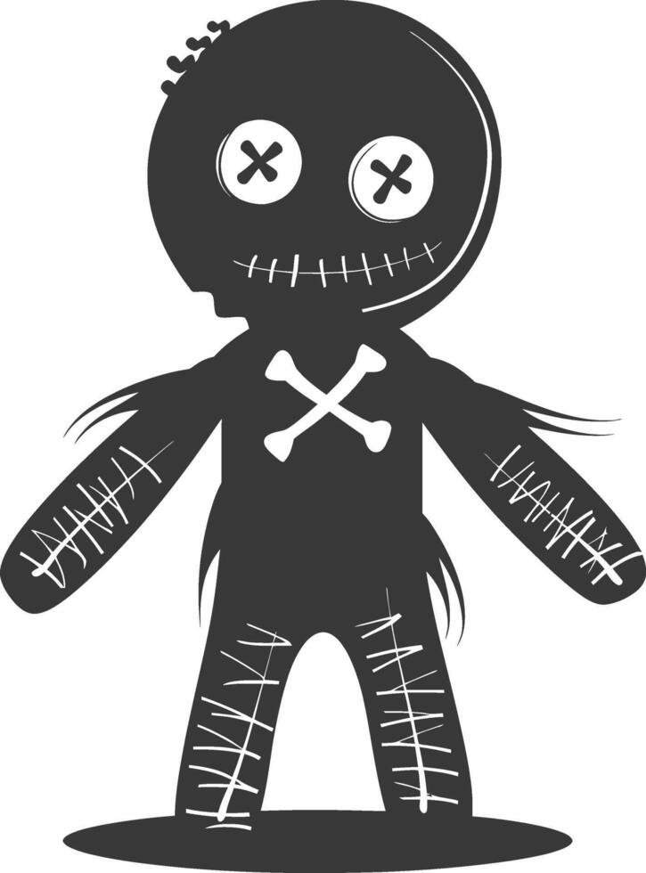 Silhouette voodoo doll black color only vector