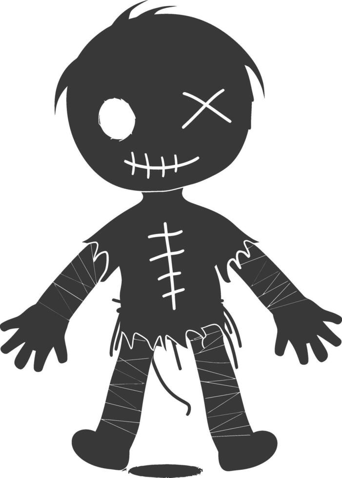 Silhouette voodoo doll black color only vector