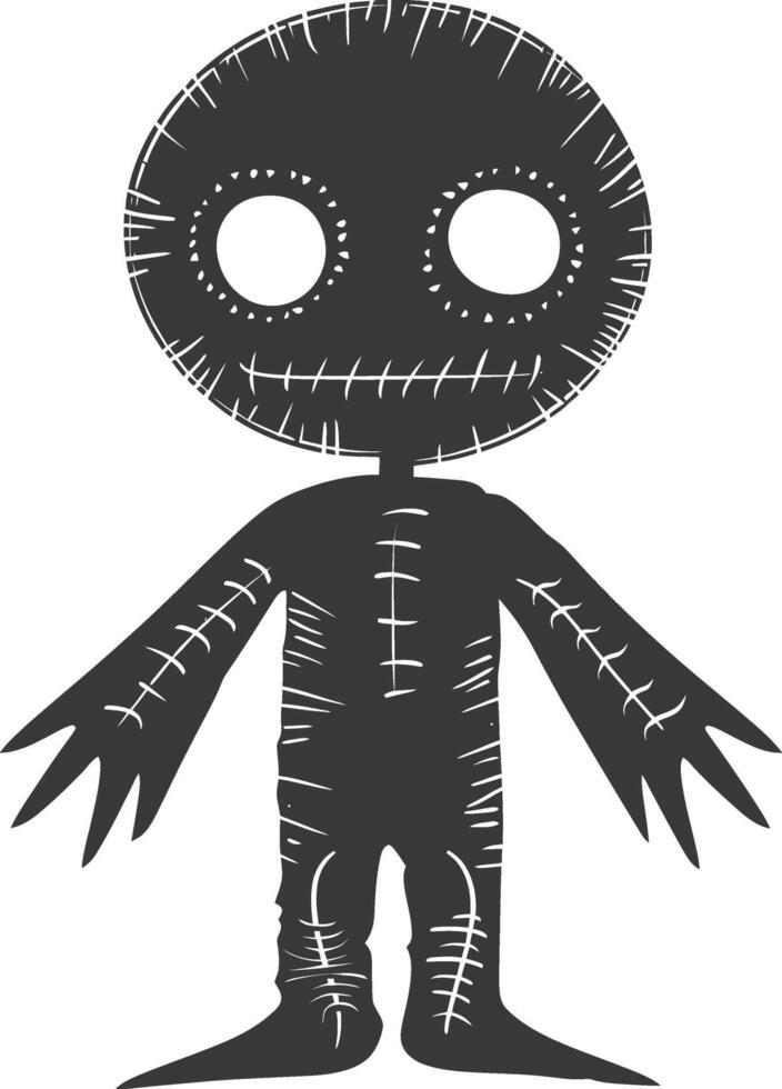 Silhouette voodoo doll black color only vector