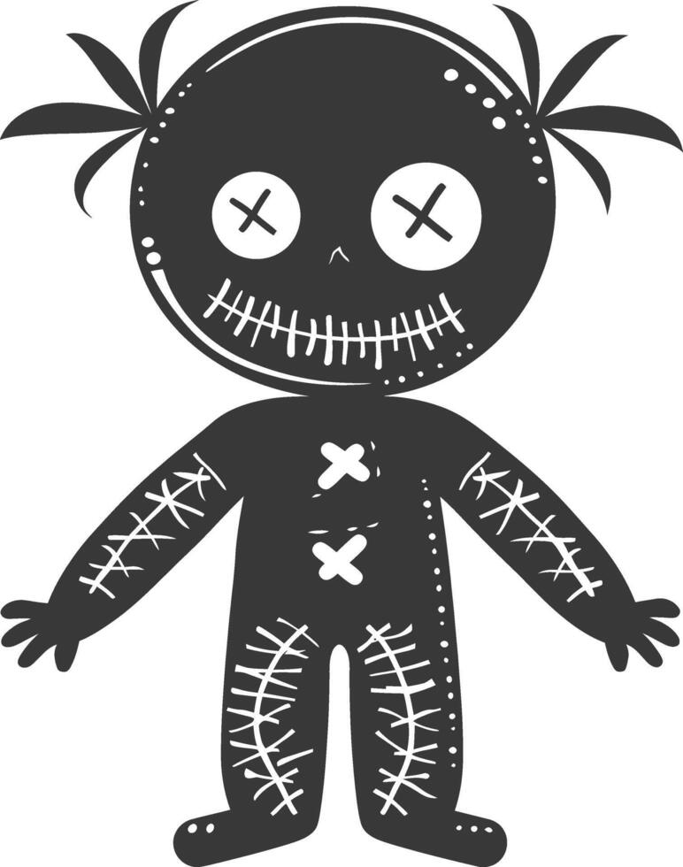 Silhouette voodoo doll black color only vector