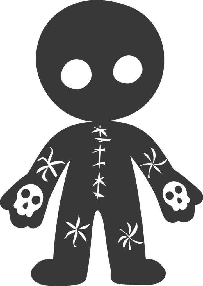Silhouette voodoo doll black color only vector