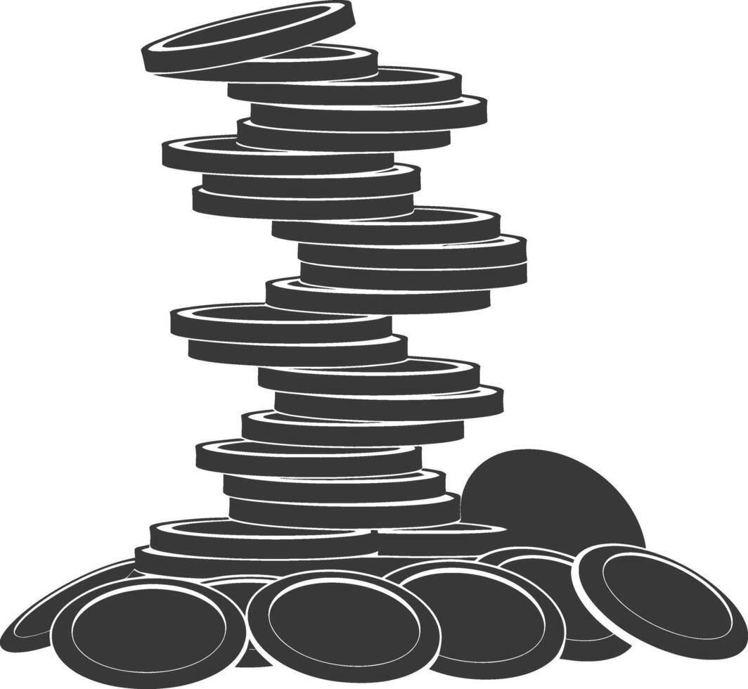 Silhouette pile of coin black color only vector