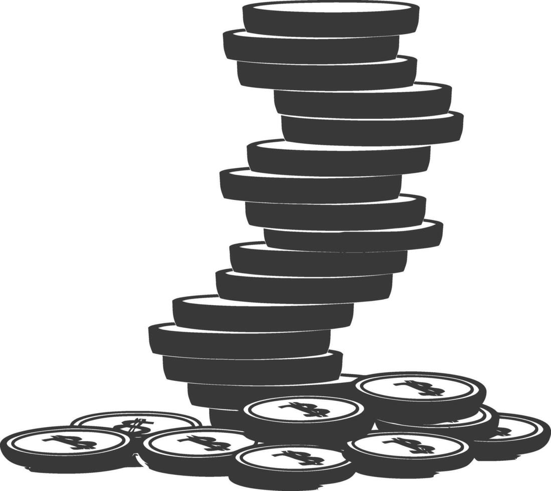 Silhouette pile of coin black color only vector