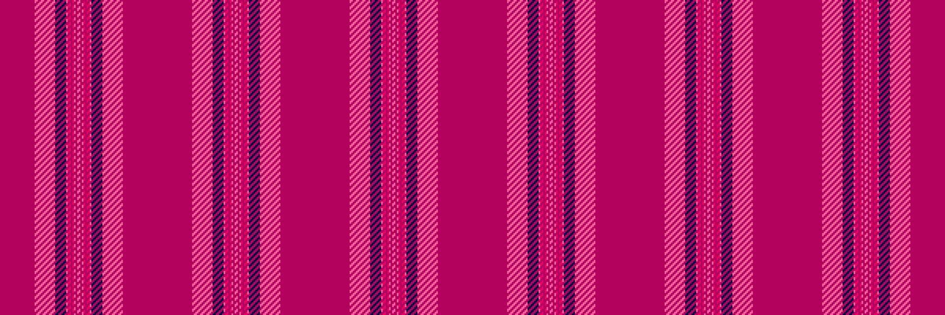 Invitation fabric vertical pattern, geometrical texture lines background. Basic seamless textile stripe in pink and dark colors. vector