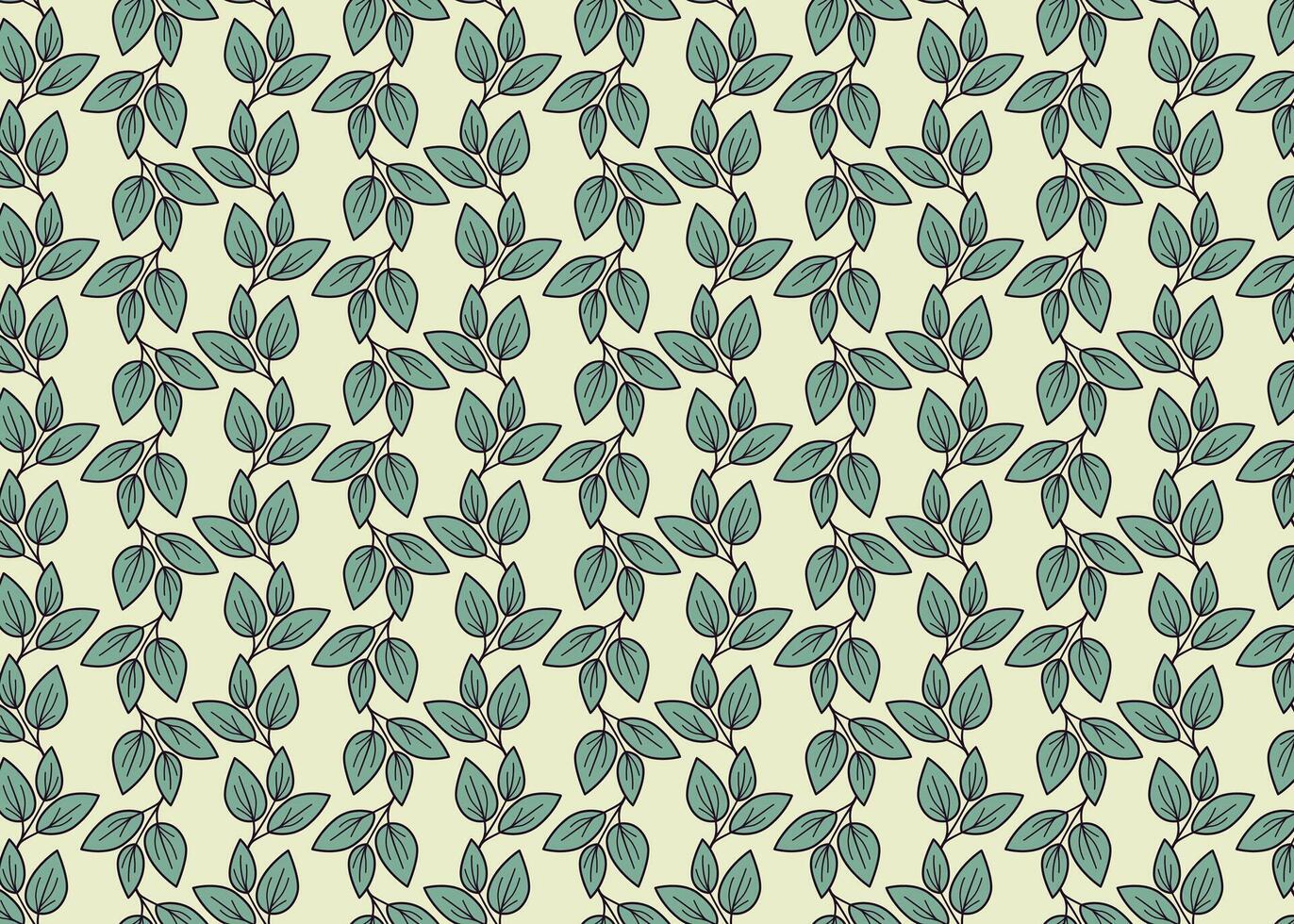 Hand drawn floral pattern design. Simple ornament with plant and leaf. vector