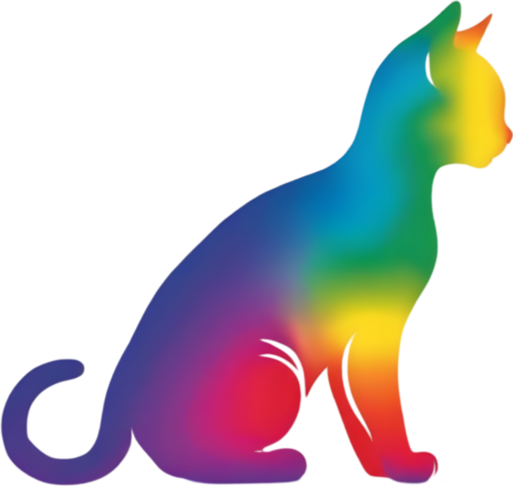 Colorful feline illustration, perfect for whimsical pet-themed designs. AI-generated. png