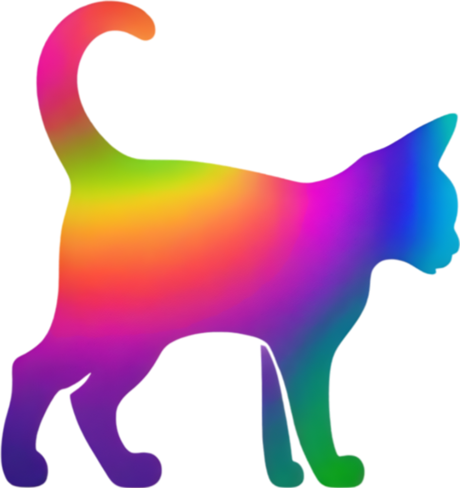 Colorful feline illustration, perfect for whimsical pet-themed designs. AI-generated. png
