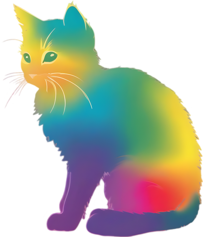 Colorful feline illustration, perfect for whimsical pet-themed designs. AI-generated. png