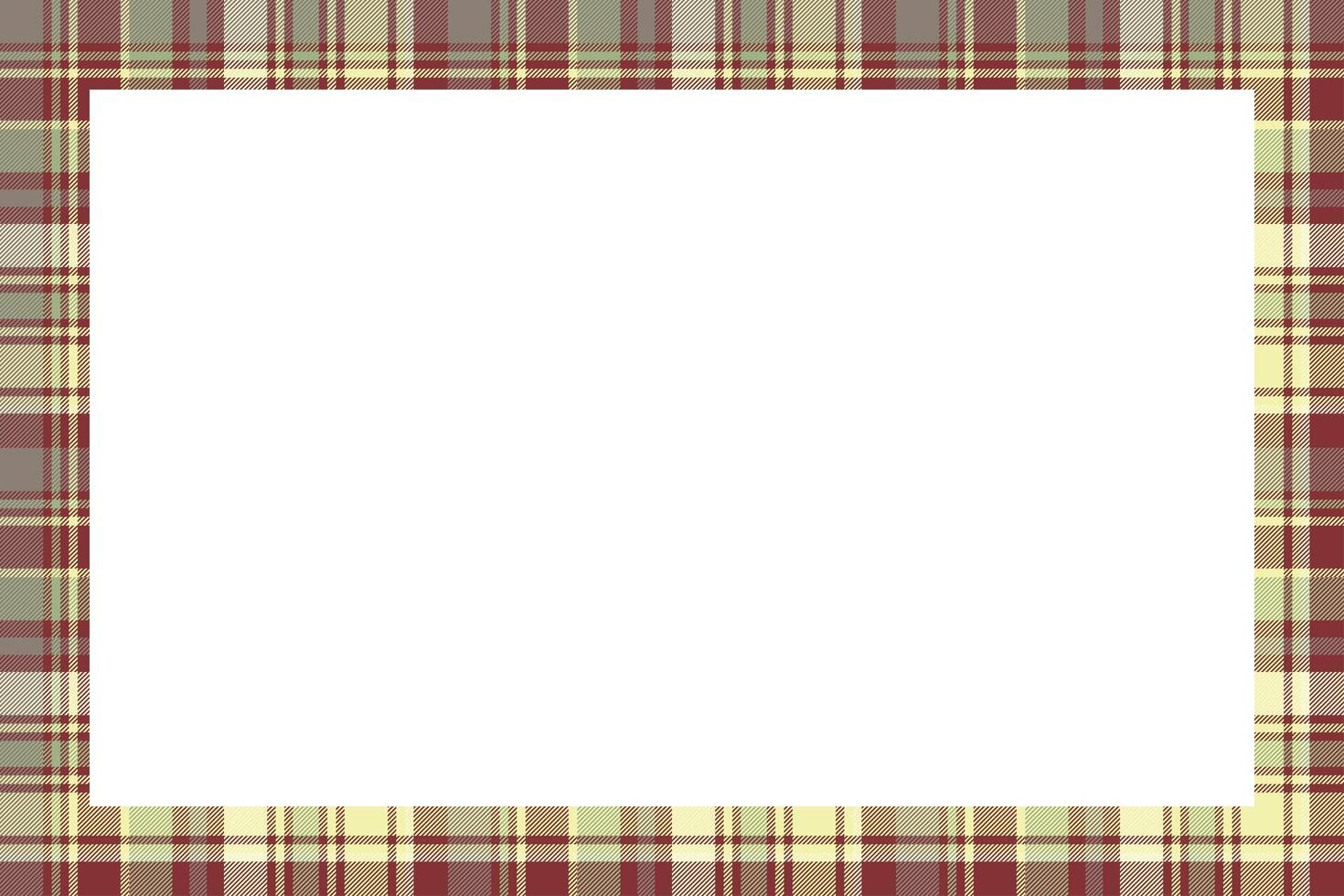 Rectangle frame vintage pattern design template. Border designs plaid fabric texture. Scottish tartan background for collage art, gif card, handmade crafts. vector