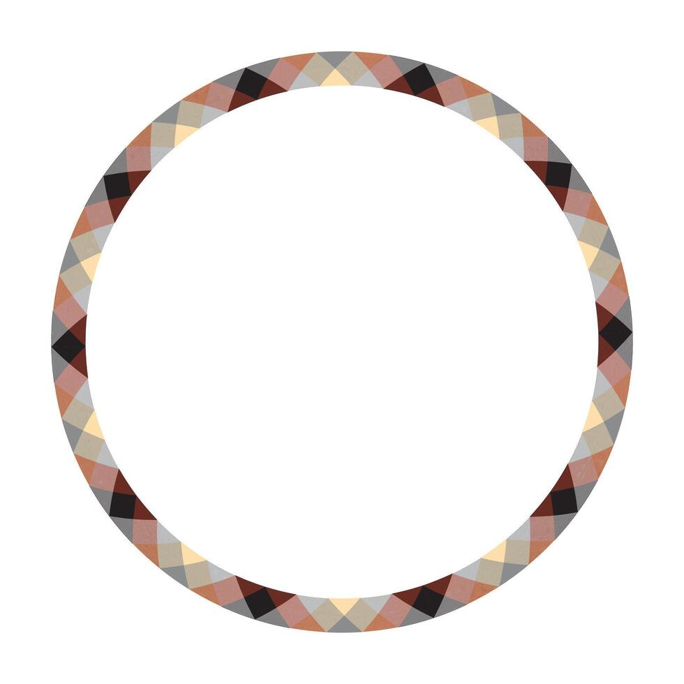 Circle borders and frames . Round border pattern geometric vintage frame design. Scottish tartan plaid fabric texture. Template for gift card, collage, scrapbook or photo album and portrait. vector