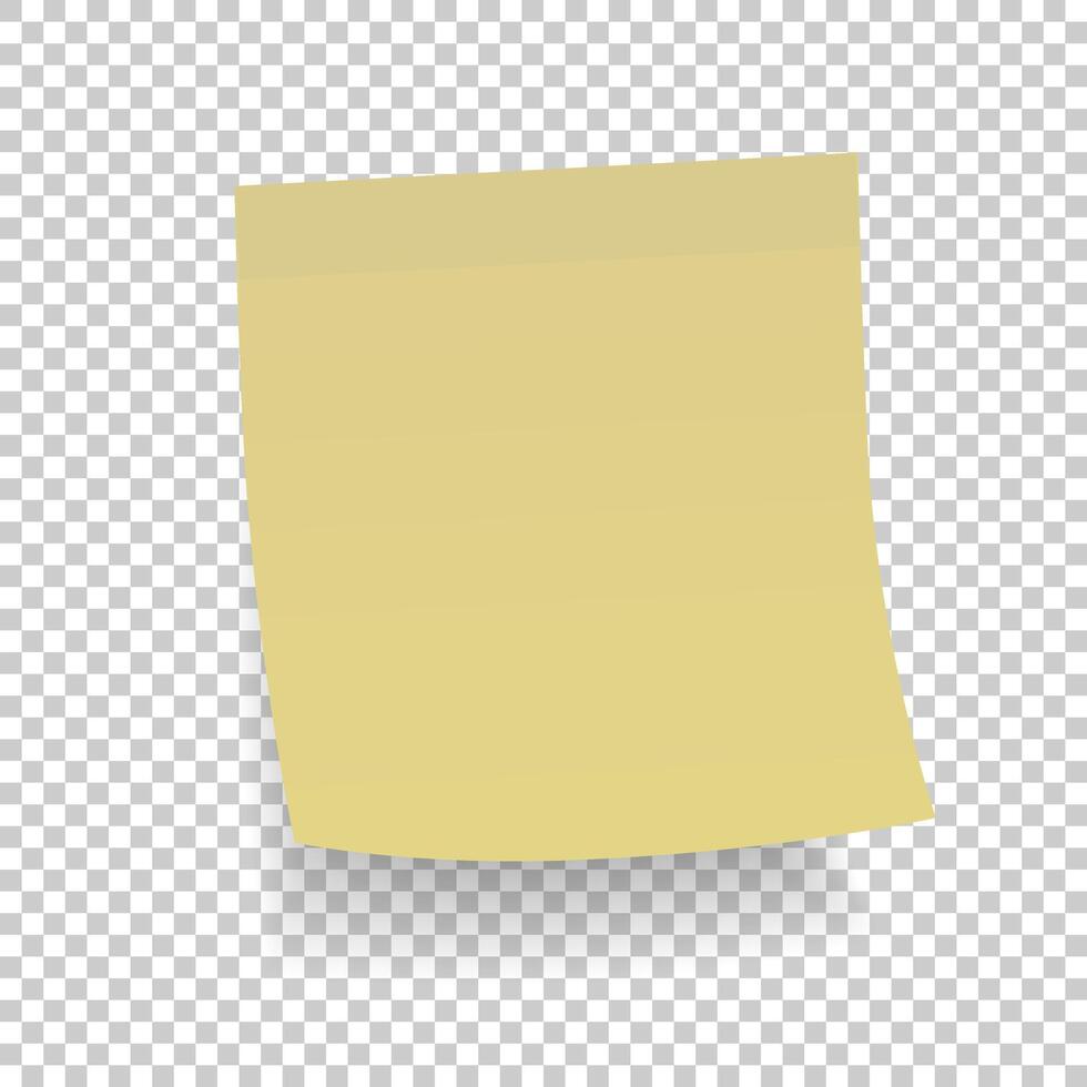 Yellow paper sticker with shadow. illustration. vector