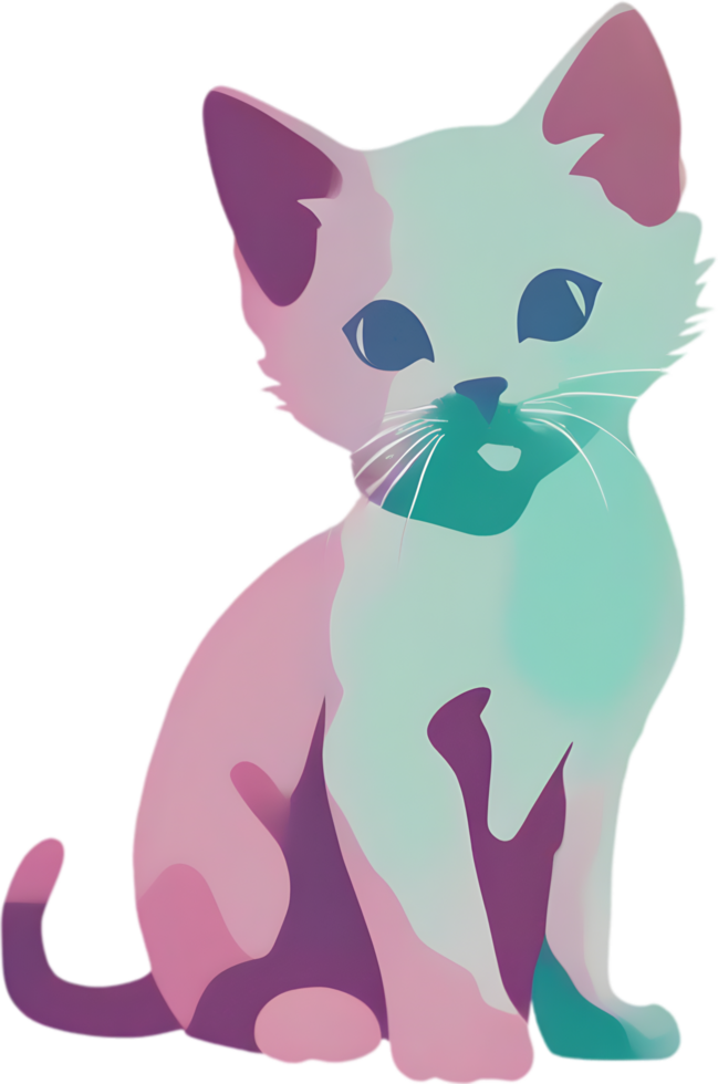 Colorful feline illustration, perfect for whimsical pet-themed designs. AI-generated. png