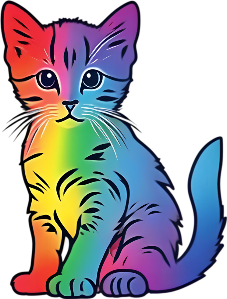 Colorful feline illustration, perfect for whimsical pet-themed designs. AI-generated. png