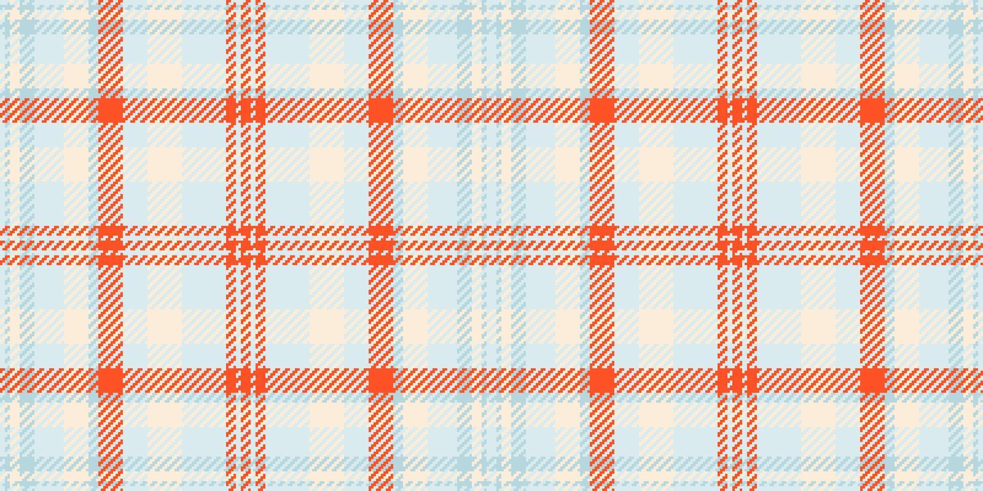 Large seamless tartan texture, teenage fabric pattern. Spring textile check plaid background in light and papaya whip colors. vector