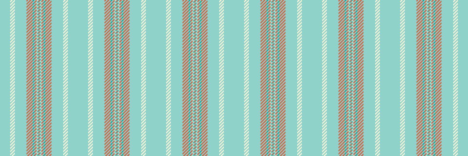 Intricate stripe texture vertical, tribal lines textile fabric. Shirt seamless background pattern in teal and red colors. vector
