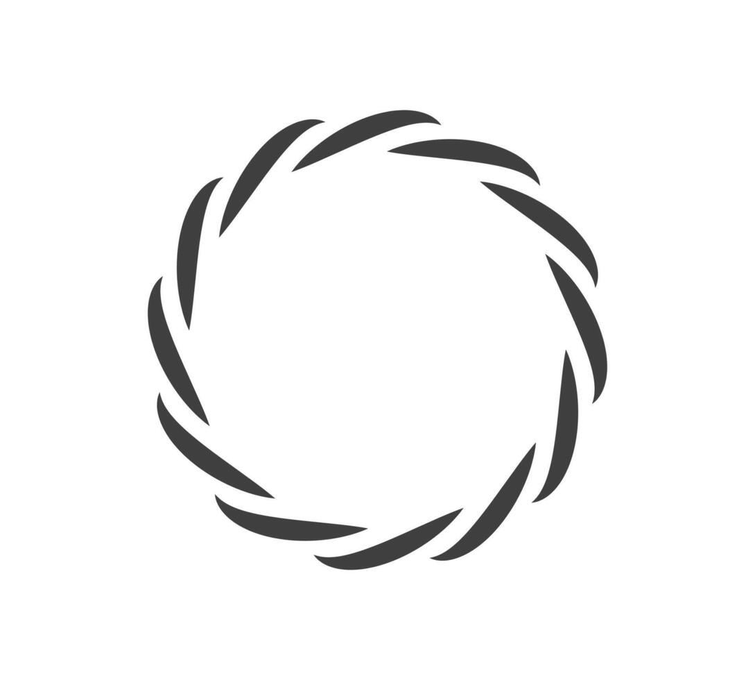 Round frame black and white ornament. Graphic border doodle. Ring curve link connection vector