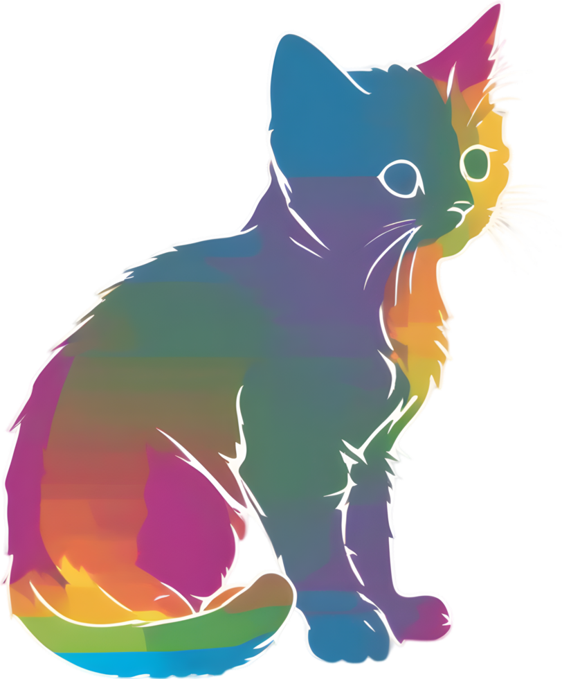 Colorful feline illustration, perfect for whimsical pet-themed designs. AI-generated. png