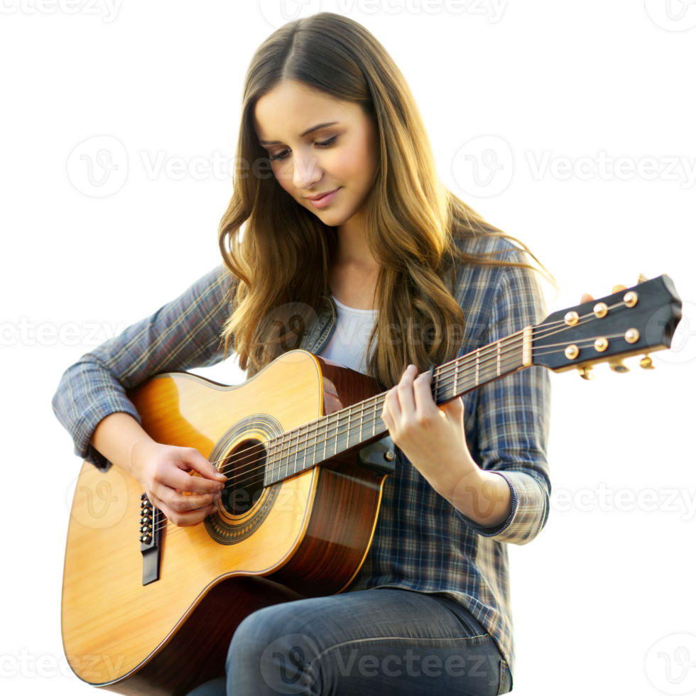 A girl is playing the guitar png