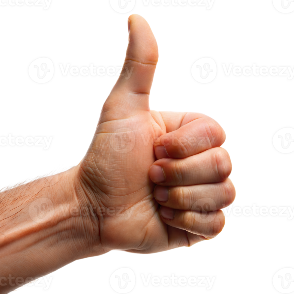 Hand displaying a thumbs-up gesture on a clear background during the daytime, emphasizing approval and positivity png