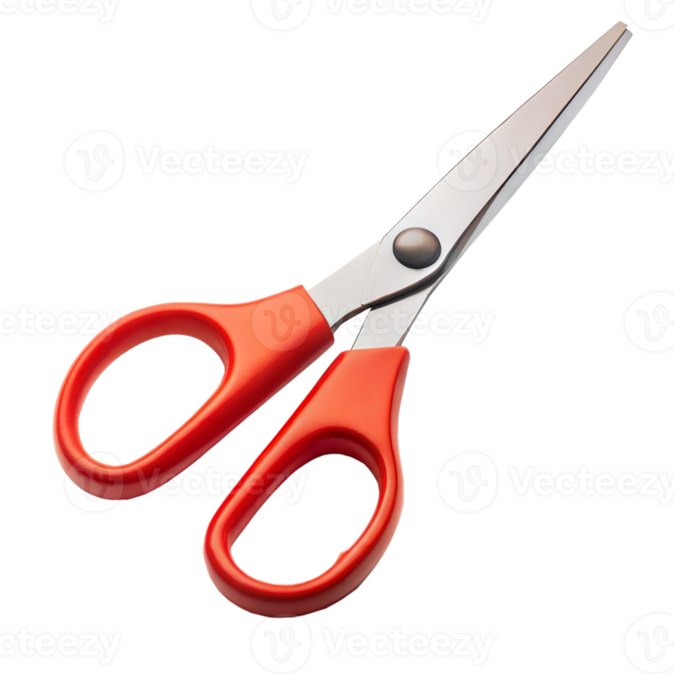 Bright red handled scissors with a transparent background ideal for design projects and presentations png