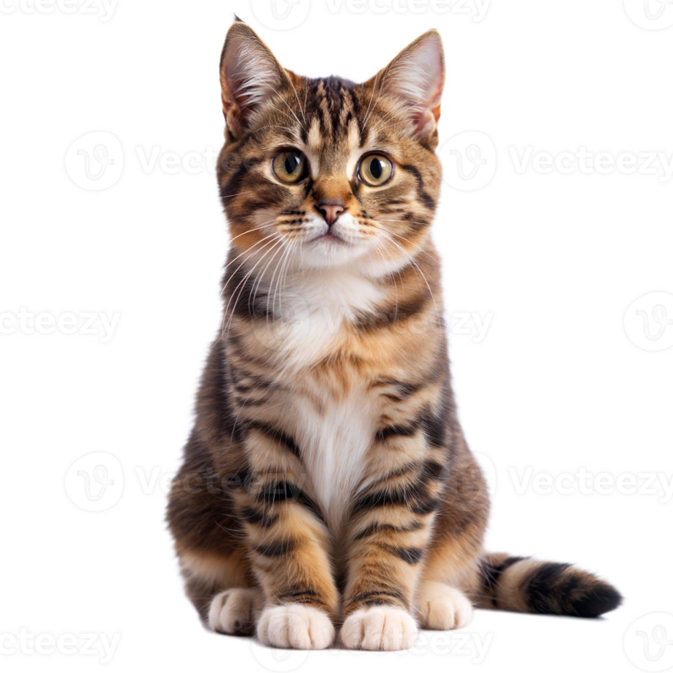 A cat with a white belly and black stripes png