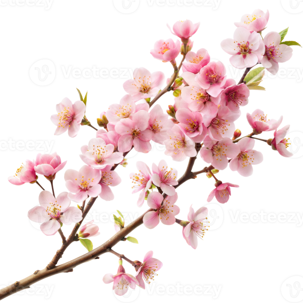 Blooming pink cherry blossoms against a transparent background png
