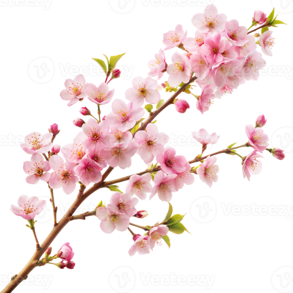 Spring cherry blossoms in full bloom against transparent background png