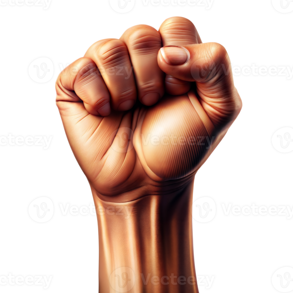 Close up of aggressive fist on transparent background png